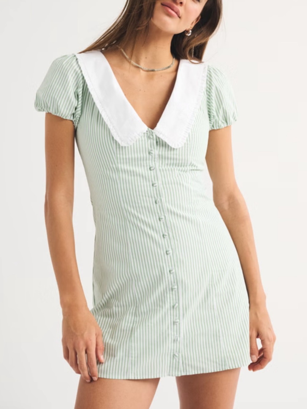 Abercrombie & Fitch Short-Sleeve Collared Mini Dress Size L Tall - Picture 2 of 4
